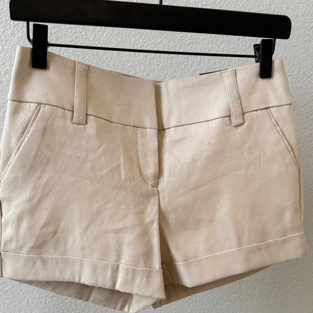 Express Low Rise Beige Linen Shorts